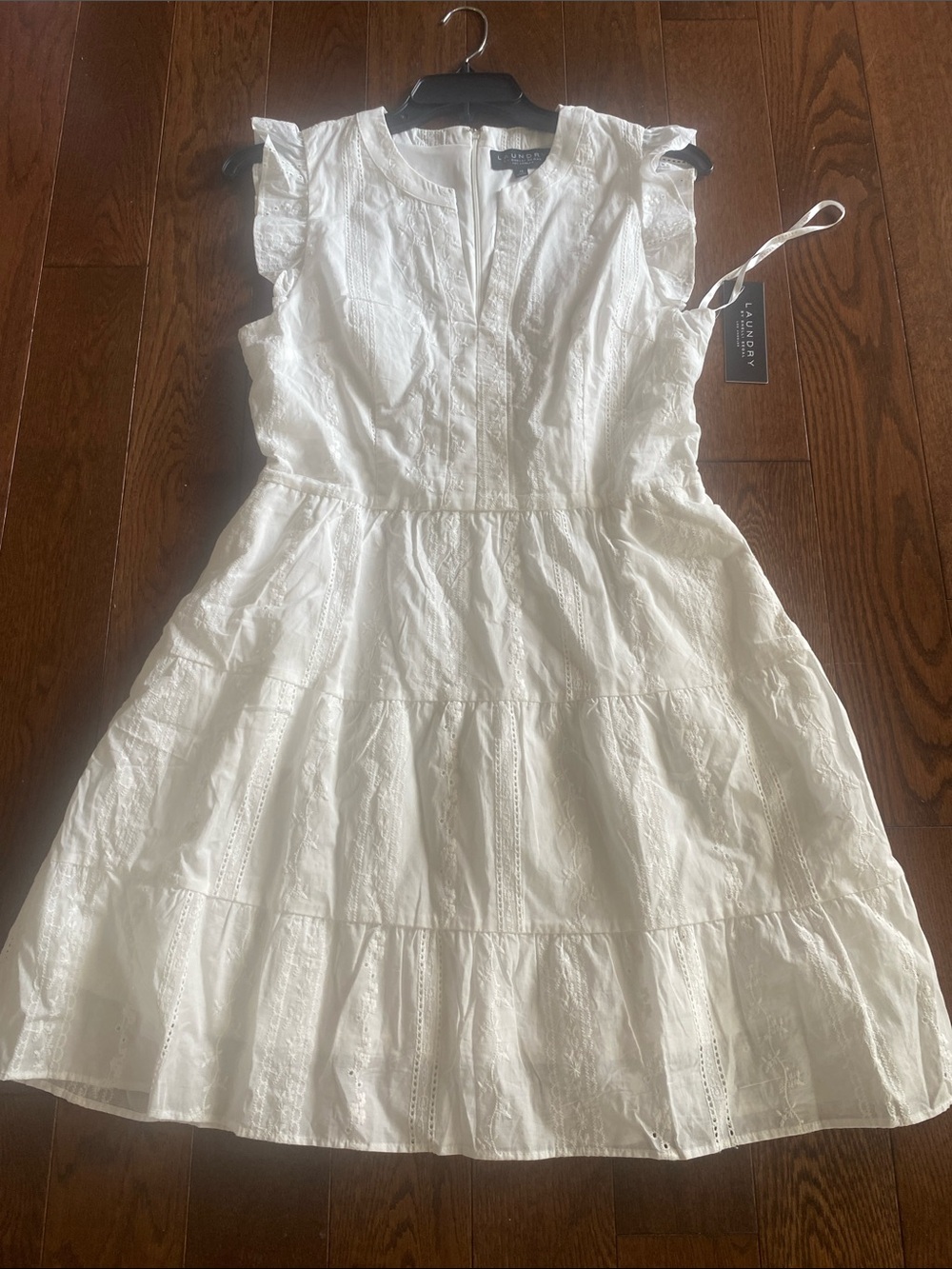Laundry By Shelli Segal White Eyelet Ruffle Tiered Mini Dress